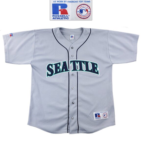 Seattle Mariners Vintage Baseball Team Jersey 90s Russell MLB Made USA Large - Picture 1 of 14